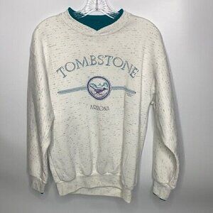 Vintage Prairie Mountain Tombstone Arizona Heathered Gray Sweatshirt Medium 80s